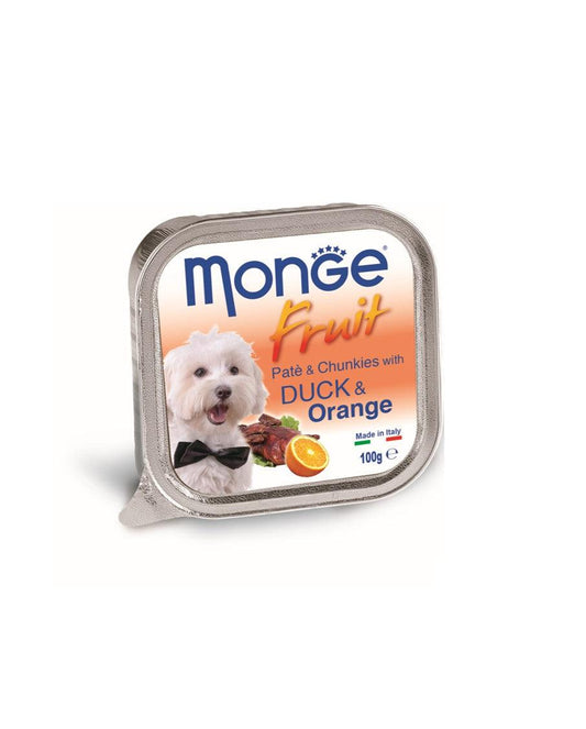 【Monge】鮮肉水果狗餐盒 - 鴨肉香橙100g/一條 - Pet Pet Plaza