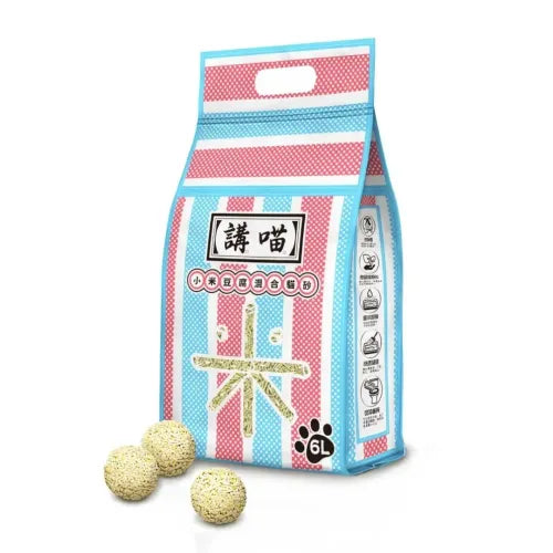 本土品牌 - 講喵｜豆腐貓砂 6L / 6包+玩具紙箱 - Pet Pet Plaza