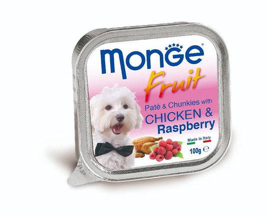 【Monge】鮮肉水果狗餐盒 - 雞肉山莓100g/一條 - Pet Pet Plaza