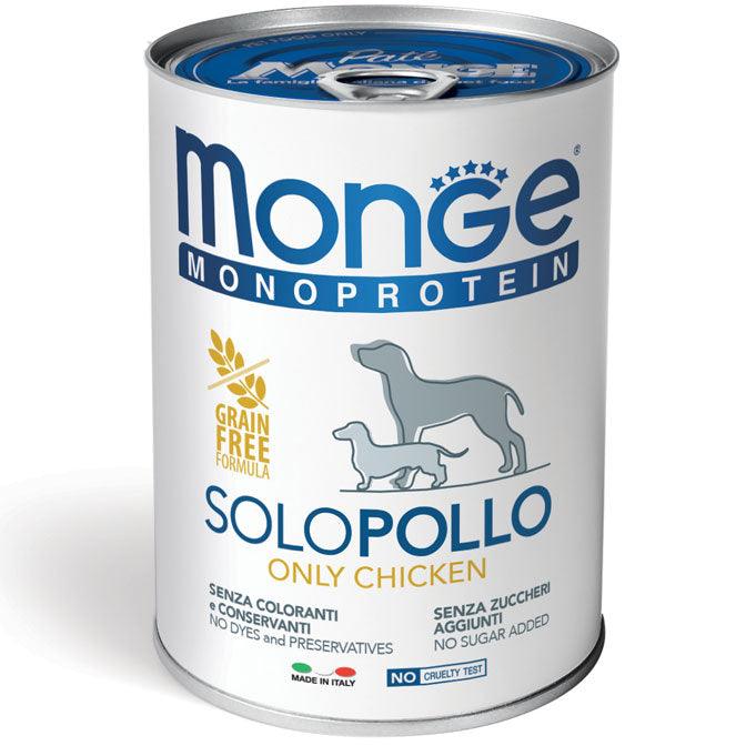 【Monge】單一蛋白質狗罐頭 - 100%雞肉配方 400g｜一盤 - Pet Pet Plaza